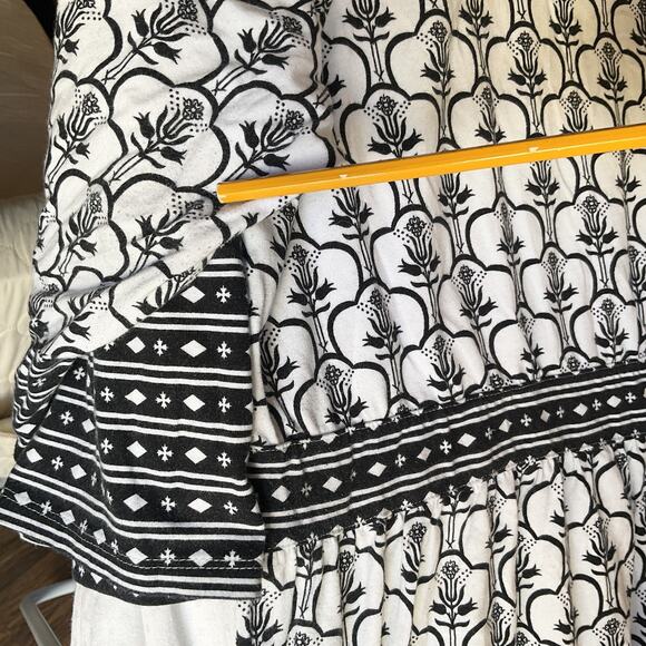 Ellos Women Midi Dress 1X (22/24) Black Floral A-Line 3/4 Sleeve V-neck Stretch - Picture 10 of 11